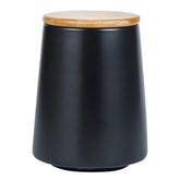 Heart Home Ceramic Jar | Food Storage Jar | Kitchen Storage Jar | Round Jar for Home | Sugar Storage Jar | Airtight Bamboo Lid | YX01-S-BK | 500 ML | Black